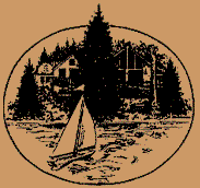 Pine Hill logo -- line drawing with sailboat and cottages